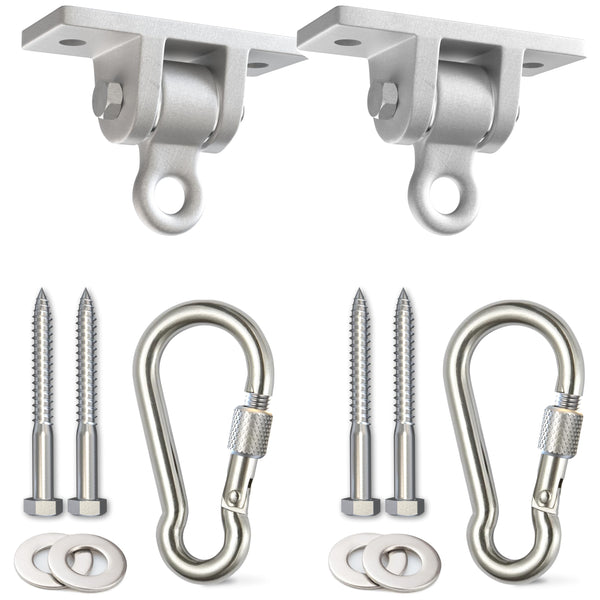 Jungle Gym Kingdom Swing Set Hangers - 2 Heavy Duty Brackets with Locking Snap Hooks for Porch, Patio, Playground - Indoor/Outdoor Hardware &