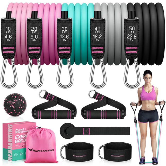 RENRANRING Resistance Bands for Working Out, 150LBS Exercise Bands, Workout Band