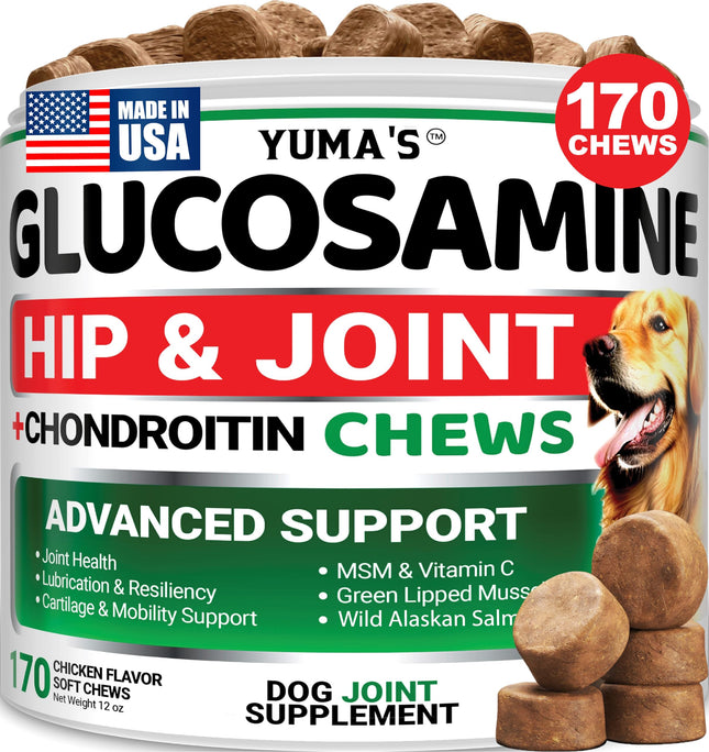 YUMA'S Glucosamine for Dogs - Hip and Joint Supplement for Dogs - 170 Ct - Gluco