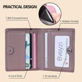 Bveyzi Ultra Slim Small RFID Wallet for Women, Leather Tiny Thin Bifold Pocket Ladies Wallet Dark Pink