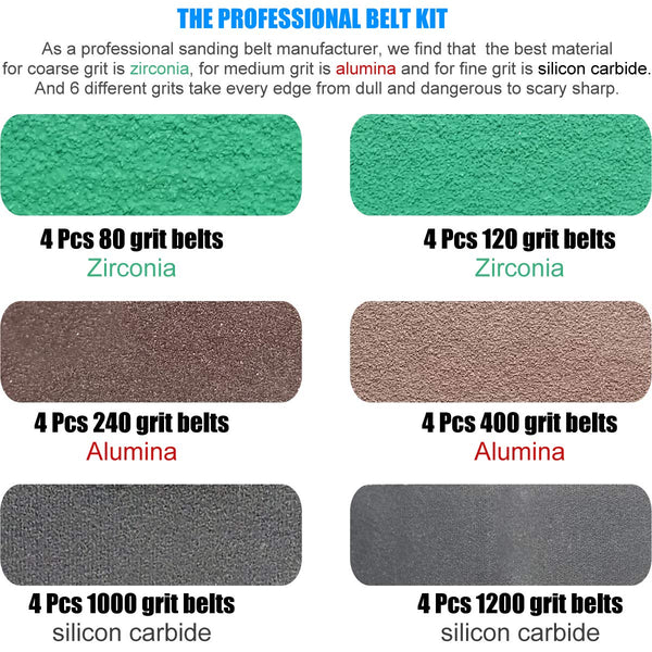 24 Pcs 1/2" X 12" Replacement Belt Kit for Work Sharp Original Knife & Tool Sharpener and Combo Knife Sharpener (WSKTS & WSKTS-KT) -