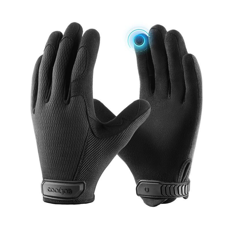 COOLJOB Touchscreen Utility Work Gloves for Men, Breathable Cooling Safety Gloves for Camping, Gardening, Hiking, Running and Driving, Lightweight