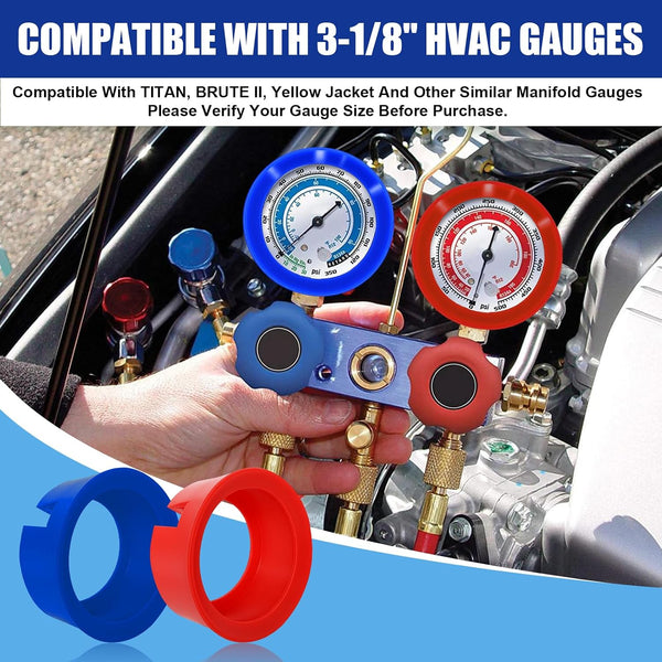 HVAC Gauge Boots 49190 Cover for Yellow Jacket JB 3-1/8" HVAC Gauges, AC Gauge Protector Boots 4910 Refrigerant Gauges Manifold Protective Covers