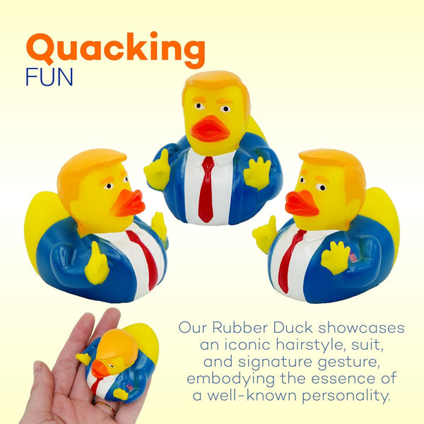 President Trump Rubber Ducks - Bulk 12 Pack - 2.3 Inch Funny Duckies for Jeep Ducking, Bath Tub Toys, Christmas White Elephant Exchange Gag Gift