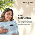 Miracle Made Soft Face Towel, Long-Staple Silver-Treated Cotton Fabric – Fade Resistant, Highly Absorbent, Quick-Drying Wash Cloth, Sky Blue 13x13in
