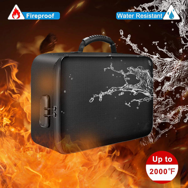 DocSafe Document Bag with Lock,Fireproof 3-Layer File Storage Case with Water-Resistant Zipper,Document Safe Portable Travel Home Organizer Bag
