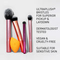 Real Techniques 5 Piece Everyday Essentials Makeup Brush Set, Includes 4 Brushes & Makeup Sponge, for Foundation, Blush, Bronzer, Contour,