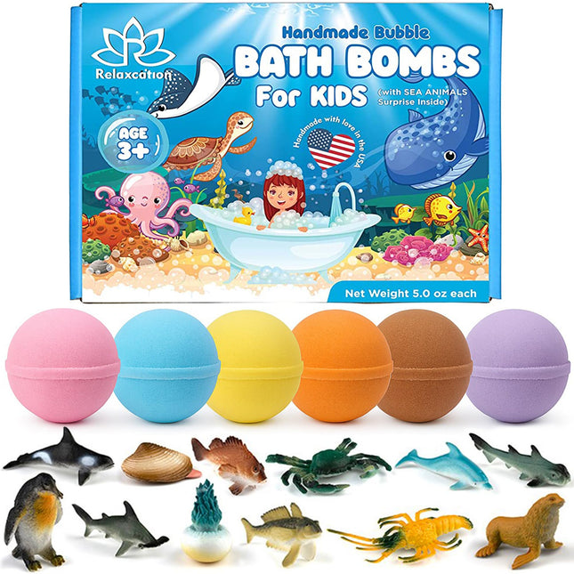 Made in USA Bath Bombs for Kids Surprise Toys inside SEA Animals - 36 Ocean Toys