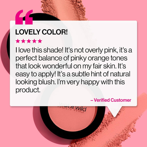 Wet N Wild Color Icon Blush, Effortless Matte Natural Sheer Glow & Seamless Blend, Luxuriously Infused Smooth Jojoba Oil, Cruelty-Free & Vegan -