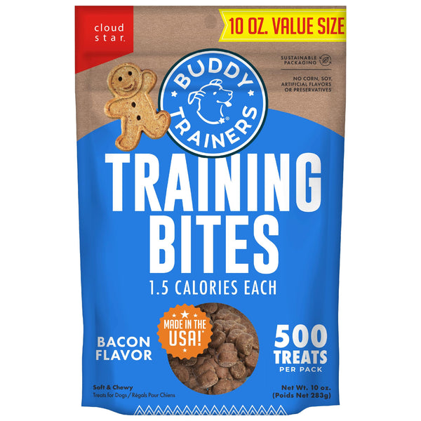 Buddy Biscuits Trainers Training Bites Soft & Chewy Dog Treats, Bacon, 10 oz. Pouch 10 Ounce (Pack of 1)