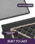 DEXI Front Door Mat Indoor Entryway 17x30 Inside Entrance Doormat Dark Grey | Non Slip Low Profile Thin Absorbent Washable Entry Mats for House
