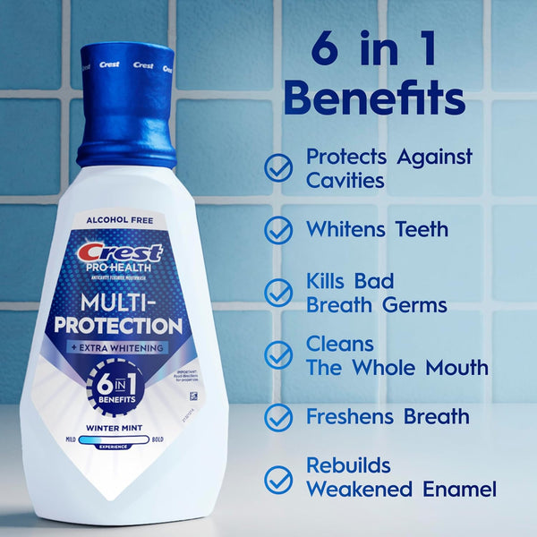 Crest Pro-Health Advanced Mouthwash, Alcohol Free, Extra Whitening, Energizing Mint Flavor, 2X946Ml (32 Fl Oz)
