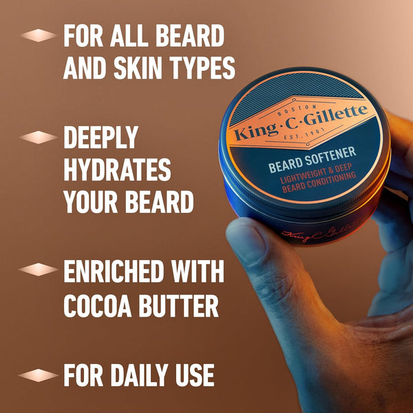 King C. Gillette Soft Beard Balm, Deep Conditioning with Cocoa Butter, Argan Oil and Shea Butter 3.4 Ounce (Pack of 1) Beard Balm