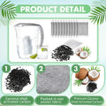 Lounsweer 100 Pcs Activated Charcoal Water Filter Coconut Shell Distiller Filters Activated Charcoal Sachets for Most Replacement Countertop Water