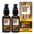 Every Man Jack Hydrating Beard Oil for Men, Sandalwood Teak, 1oz (2pk) | Relieves Itch, Adds Shine, Naturally Moisturizing Shea Butter & Argan