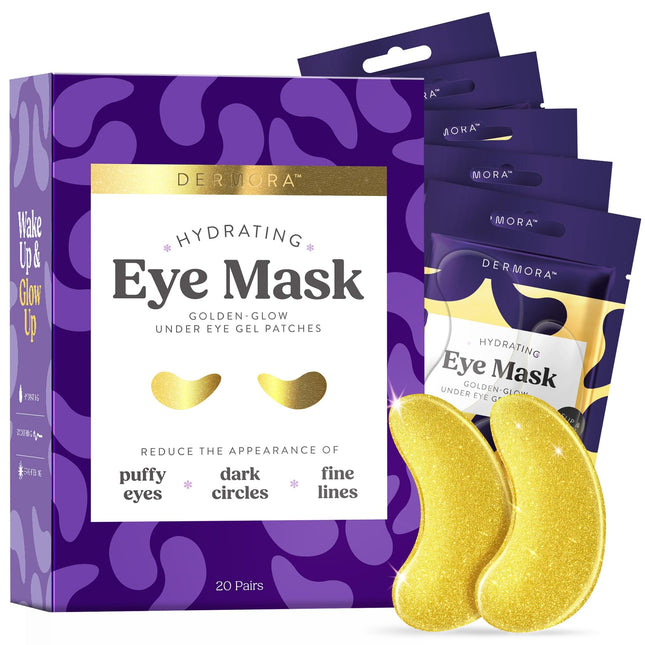 DERMORA Golden Glow under Eye Patches (20 Pairs Eye Gels) - Rejuvenating Treatme