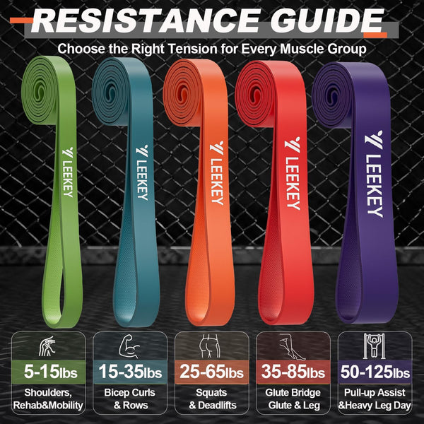 LEEKEY Resistance Bands, Exercise Bands with Handles,Pull up Assist Bands - Band Set with Door Anchor - Bands for Working Out,Band for Men and