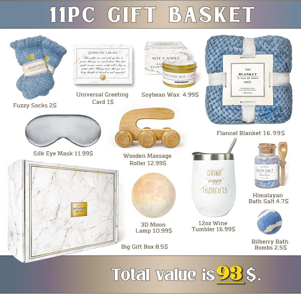 Gift Baskets for Women,11PC Care Package,Think of You, Surgery Recovery Gifts for Women,Get Well Soon After Surgery,Birthday Gifts,Thank