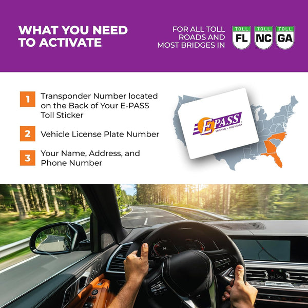 Electronic Toll Sticker by E-PASS; Prepaid Toll Program, Works on All Toll Roads in FL, GA, NC
