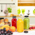 umud Juice Bottles with Lids, 16 Oz, Set of 3 | Clear Glass Jars with Caps, Reusable Empty Drink Containers, For Juicing, Smoothies, Water, Milk,