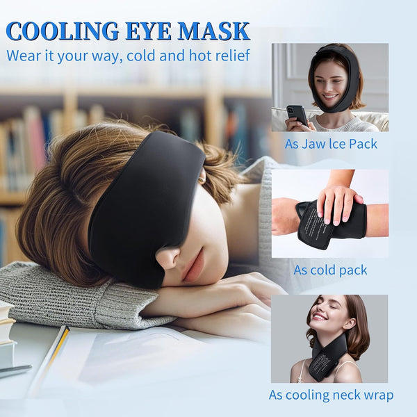 2 Pack Blackout Cooling Sleep Mask: Reusable Weighted Gel Eye Mask for Puffiness & Migraine Relief - Ice Pack for Eyes, Cold Compress for