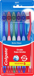 Colgate Extra Clean Toothbrush, Soft Toothbrush for Adults, 6 Count (Pack of 1) 6 Count (Pack of 1) Soft