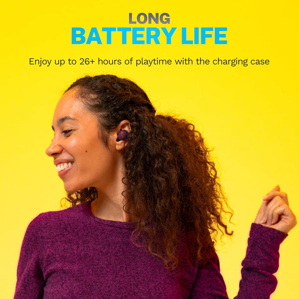 Jlab Go Pop+ True Wireless Bluetooth Earbuds & Charging Case - Violet, App Support, Dual Connect, IPX4 Sweat Resistance, Bluetooth 5 Connection, 3