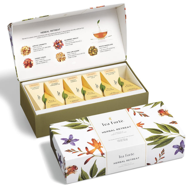 Tea Forte Premium Petite Presentation Box Gift Set Sampler, 10 Count, 2 of Each Blend Individually Wrapped Handcrafted P