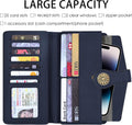 Travelambo Women's Wallet RFID Blocking Trifold Clutch Large Capacity Credit Card Holder Travel Purse ReNapa Blue Navy
