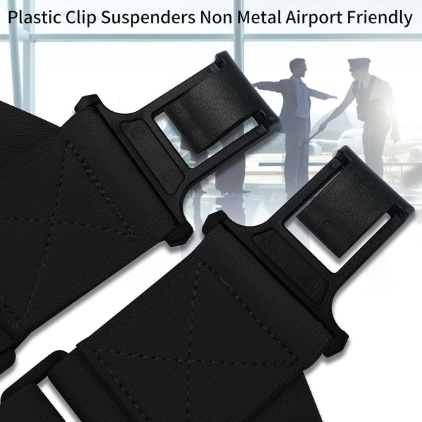 MELOTOUGH Belt Clip Suspenders For Men Heavy Duty, Outback Side Clip/Trucker Men's Suspenders with 2inch Width Elastic Black
