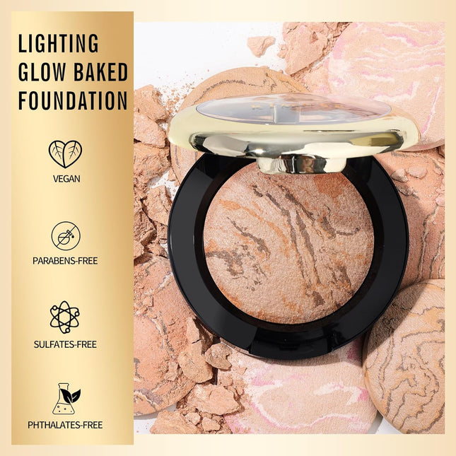 KIMUSE Baked Foundation, Brighten Color Correcting Powder Foundation, Lighting G