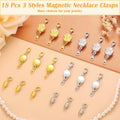 18 Pcs 3 Styles Magnetic Necklace Clasps and Closures, Rose Round Cylindrical Jewelry Magnetic Clasp Connector Locking Magnetic Clasp Bracelet