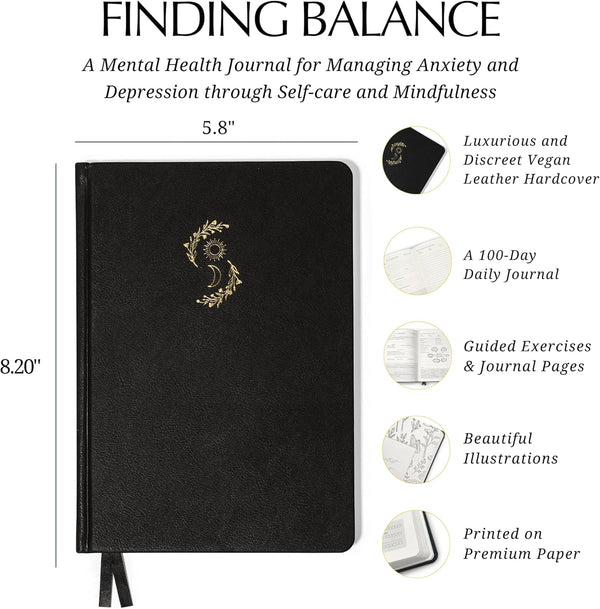 FINDING BALANCE 100-Day Mental Health Journal Ã¢ÂÂ Daily Journal with Prompts for Mindfulness, Self-Care & Healing Ã¢ÂÂ Anxiety & Depression
