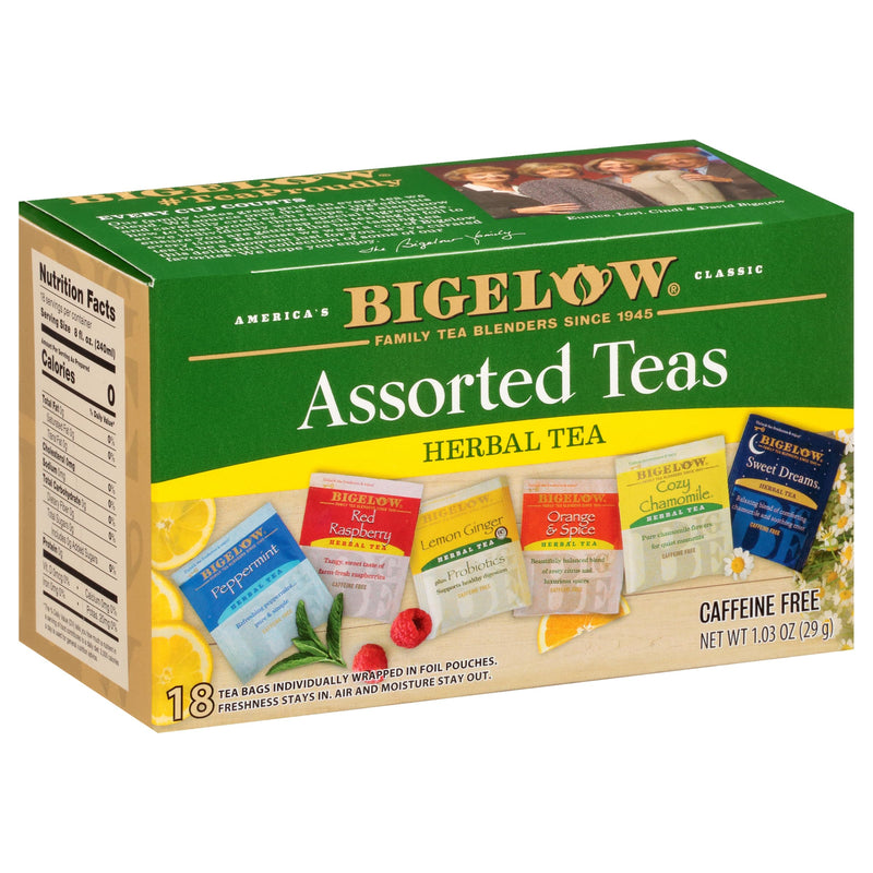 Bigelow Tea Assorted Herbal Tea Variety, Caffeine Free Tea with Mint, Lemon, Chamomile, Orange or Herbal Teas, 18 Count Box (Pack of 6), 108 Total