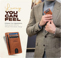 Claasico Front Pocket Small Minimalist Leather Wallet RFID Blocking Vintage Leather Credit Card Holder with Gift Box California Dessert