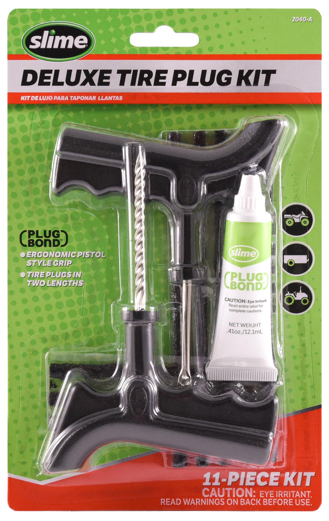 Slime 2040-A Tire Repair Plug Kit, Deluxe, Contains Strings, Tools and Glue, 11 