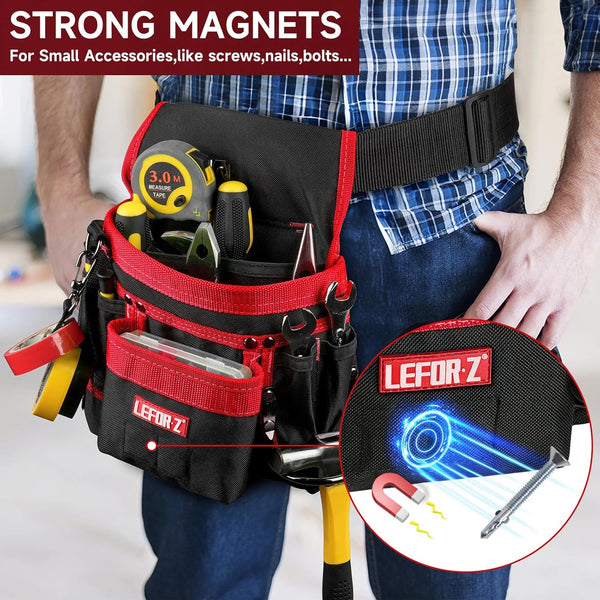 Tool Belt,Magnetic Tool Pouch,14-Pockets Tool Belts for Men,Detachable & Adjustable Tool Pouch Belt for Electrician,Carpenter,Construction,Work