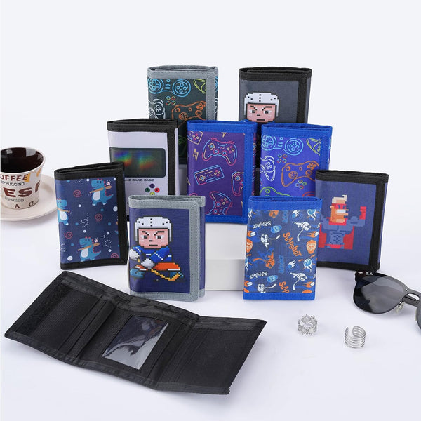 Kids Wallet for Boys Girls, Trifold RFID Wallet with Key Chain and Zipper Pocket for Kids 4-18 Novelty Birthday Gifts, Coin Pouch Purse for