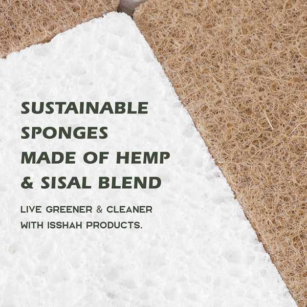 Plant-Based Kitchen Sponges - FSC Certified and PETA Approved, Natural, Eco-Friendly, Biodegradable Sisal Hemp Sponges for Dishes, Cleaning Sponge