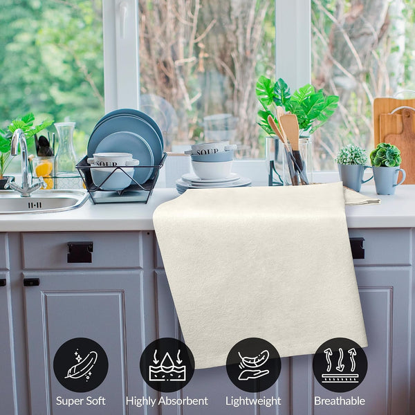 ROYALE LINENS Flour Sack Dish Towels - Kitchen Towel - Super Absorbent Flour Sack -100% Ring Spun Cotton -Tea Towels - for Embroidery, Cloth
