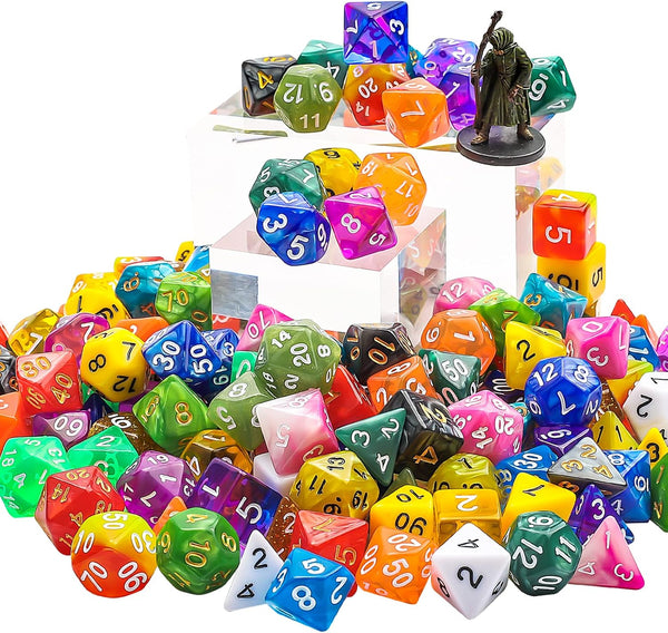 CiaraQ Polyhedral Dice Set - DND Role Playing Dice | Acrylic RPG Dice for Dungeons and Dragons MTG Table Games, Mixed colors, 140pcs Mixed Colors 140