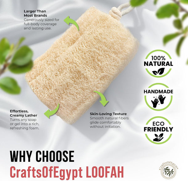 SERRENTO Loofah Body Scrubber Shower - Egyptian Luffa Sponge Pack of 3 Tan 1 Count (Pack of 3)