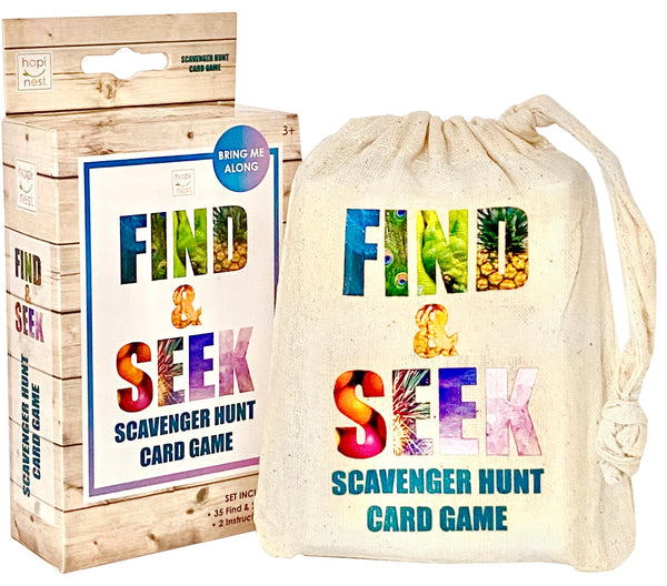 Hapinest Find and Seek Scavenger Hunt Card Game, Indoor Outdoor Activities for Kids Toddler & Family, Beach Camping Travel Car Games for Road