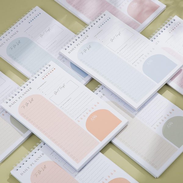 Daily Planner To Do List Notepad 60 Undated Pages,Coral,Twin-ring Spiral Bindling 6x9 Inch Desktop Daily Planning Notepad with Protective
