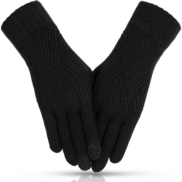 Tavaleu Women'S Winter Gloves - Warm Touch Screen Fleece Lined, Elastic Cuff Knit Gloves for Cold Weather