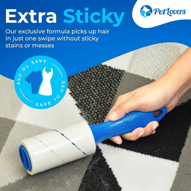 Petlovers Extra Sticky Lint Roller Mega Value Set 450 Sheets for Pet Hair Remova