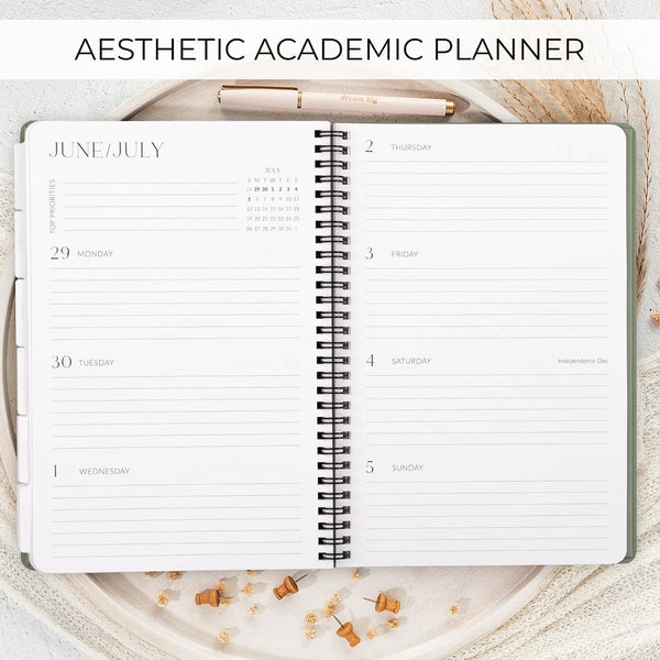 Aesthetic 2025-2026 Academic Planner - A Beautiful 7" x 10" Daily Planner for Women or Men with Weekly & Monthly Spreads For The 25-26 School Year