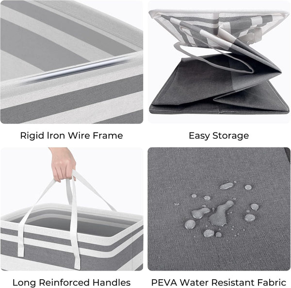 Homehacks 2 Pack Large Laundry Baskets, Waterproof, Freestanding Laundry Hampers, Collapsible Clothes Hamper with Reinforced Handles in Laundry