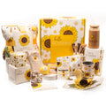 The Love Crate Co Sunflower Gifts for Women, Sunshine Gift Box | 15-Piece Gift-Ready Care Package with Blanket, Glass Tumbler & Spa Gifts for