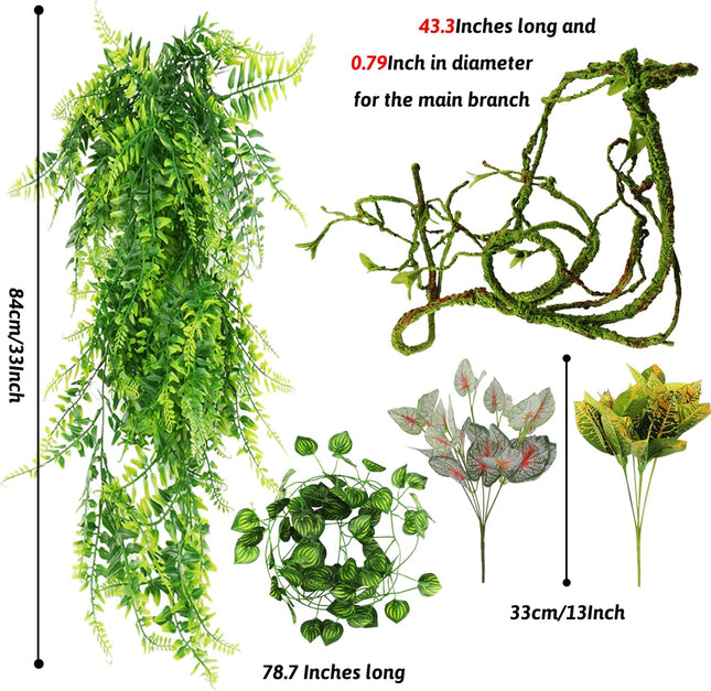 Reptile Plants, Terrarium Hanging Plant Vines Artificial Leaves Reptile Hide, Le